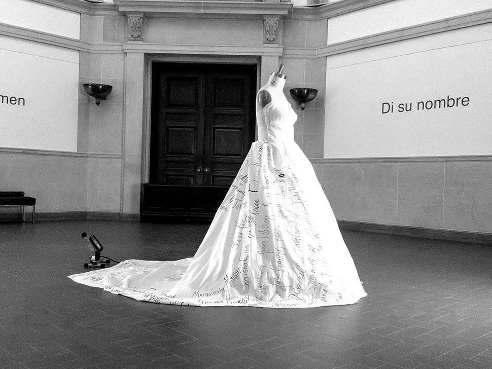 University Art Gallery Exhibition Say Her Name Memorial Gown Rotunda Installation