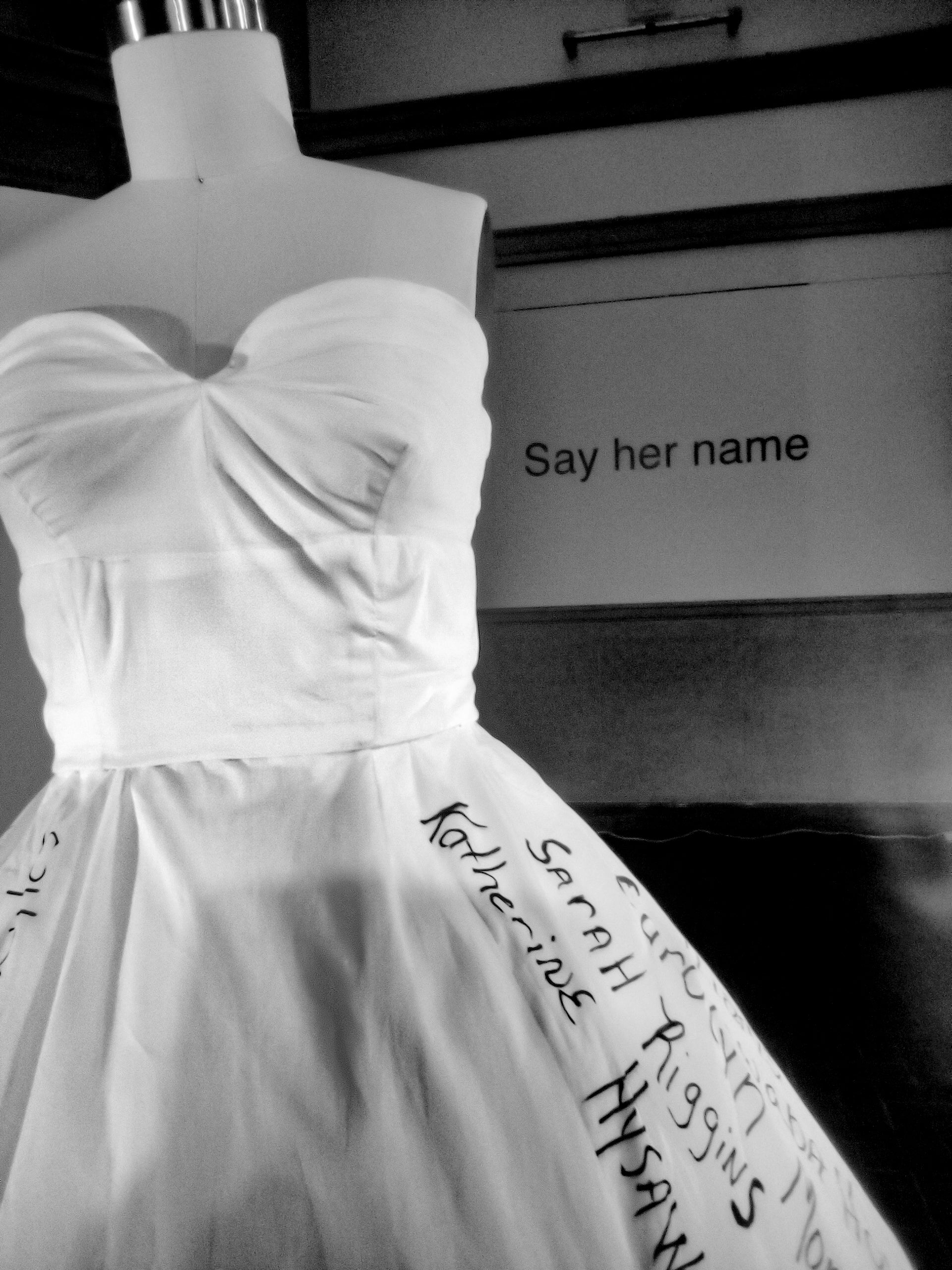 University Art Gallery Exhibition Say Her Name Memorial Gown Rotunda Installation