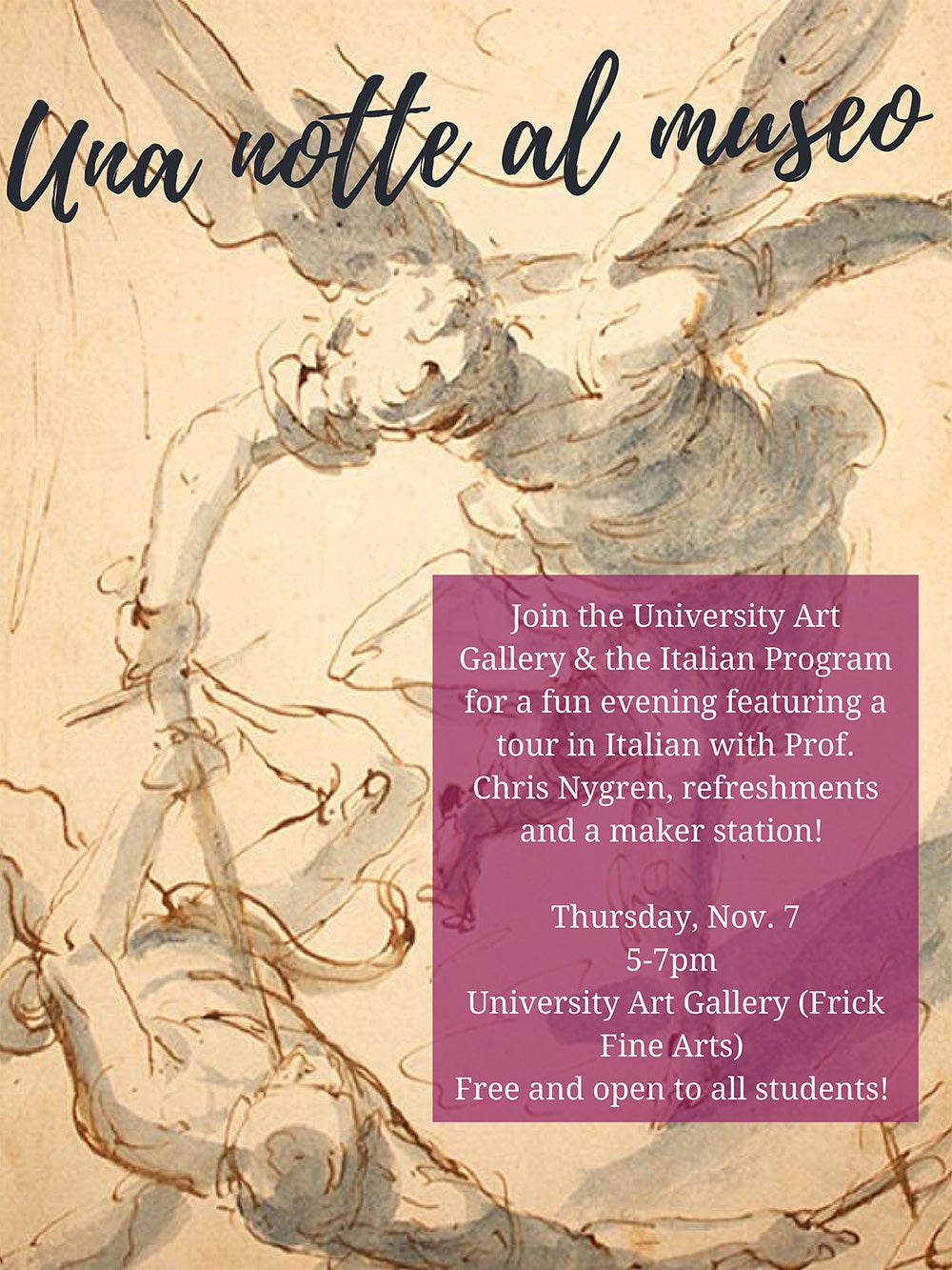 University Art Gallery Event Una notte al museo/Night at the Museum: Italian Conversation Hour