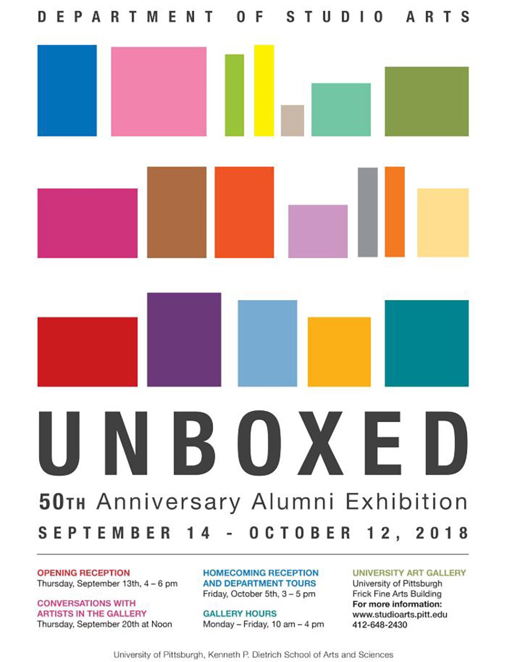 University Art Gallery Exhibition Unboxed: 50th Anniversary Alumni Exhibition